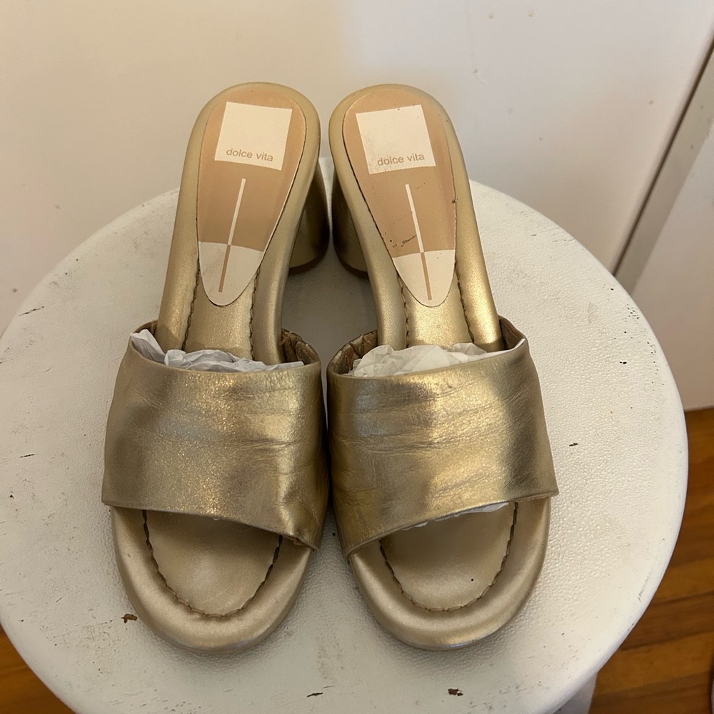 Dolce Vita Metallic Gold Mules
